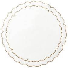 Linho Placemats White/Gold Simple Round Set of 4