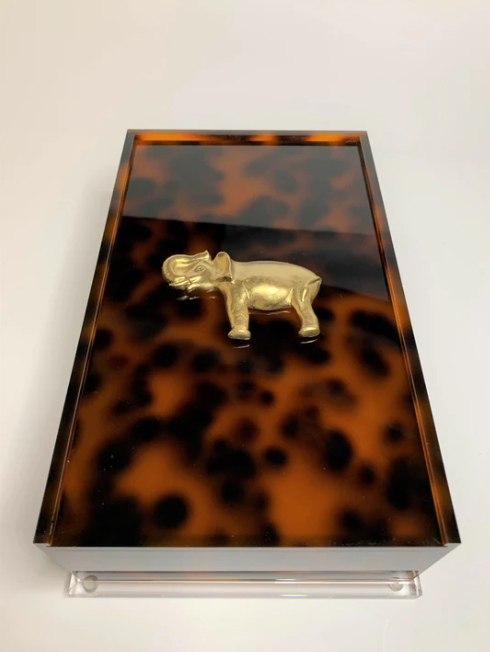 Elephant Guest Towel Box - Tortoise finish acrylic