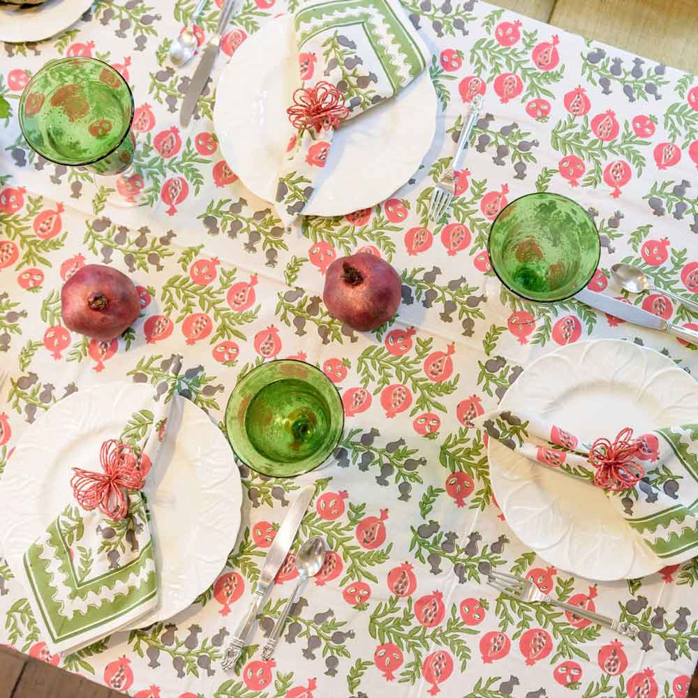 Pom Bells Fern & Poppy Tablecloth