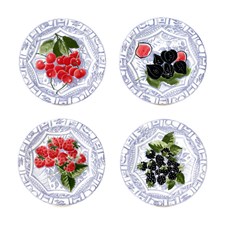 Oiseau Bleu Fruits Canape Plates Assorted S/4