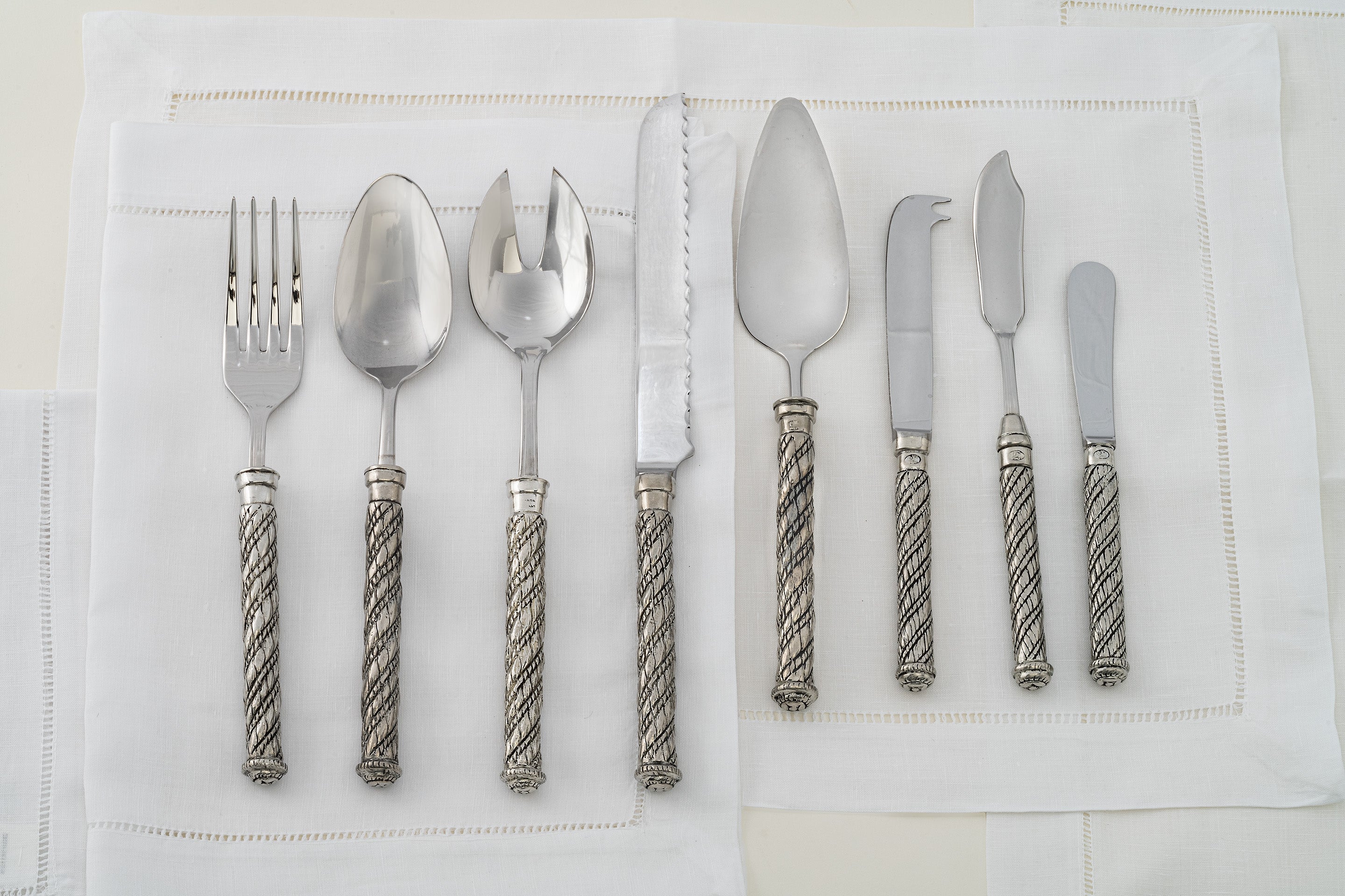 Julie Wear Genova Pewter Serving Salad Fork & Spoon Set