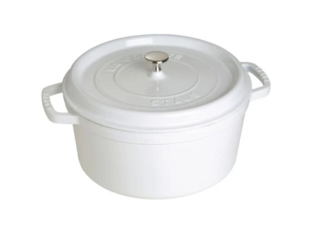 Staub Cast Iron 7-qt round Cocotte - White