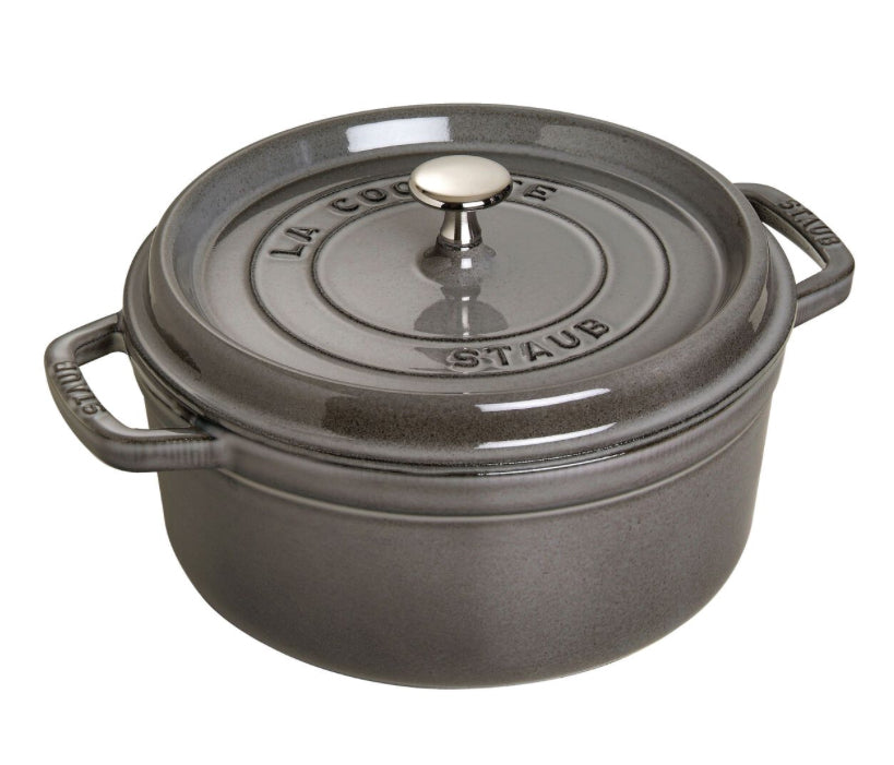 Staub Cast Iron 5.5-qt Round Cocotte -Graphite Gray