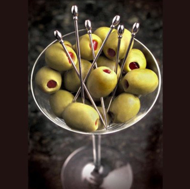 Stainless Steel Martini Picks with Olive Topper