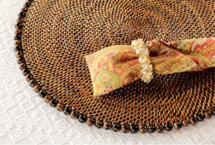 Round Placemat with Tortoise Beads - Set of 4