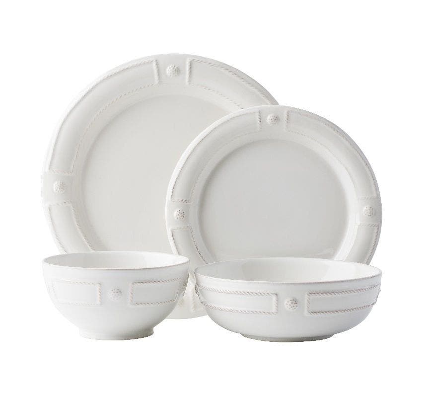 Berry & Thread French Panel Whitewash 4pc Place Setting (JB01/W, JB02/W, JB07/W, JB08/W)