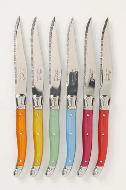 Laguiole Platine Rainbow Steak Knives Set/6