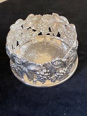 Wine Coaster with Grapes - Silverplate