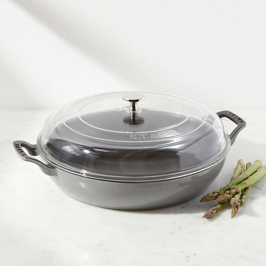 Staub Cast Iron - 12" Braiser with Glass Lid - Graphite Grey