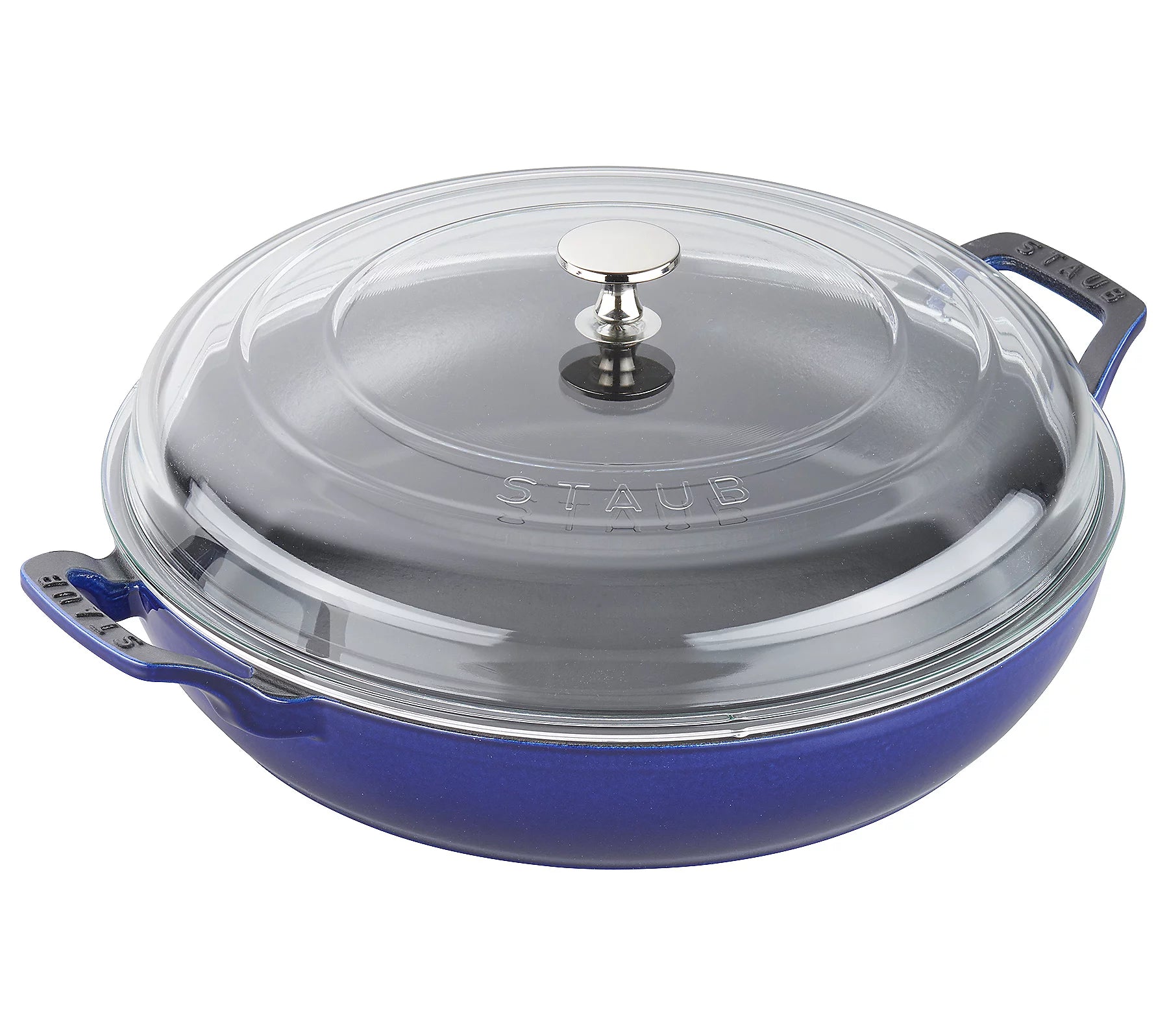 Staub Cast Iron - 12" Braiser with Glass Lid - Dark Blue
