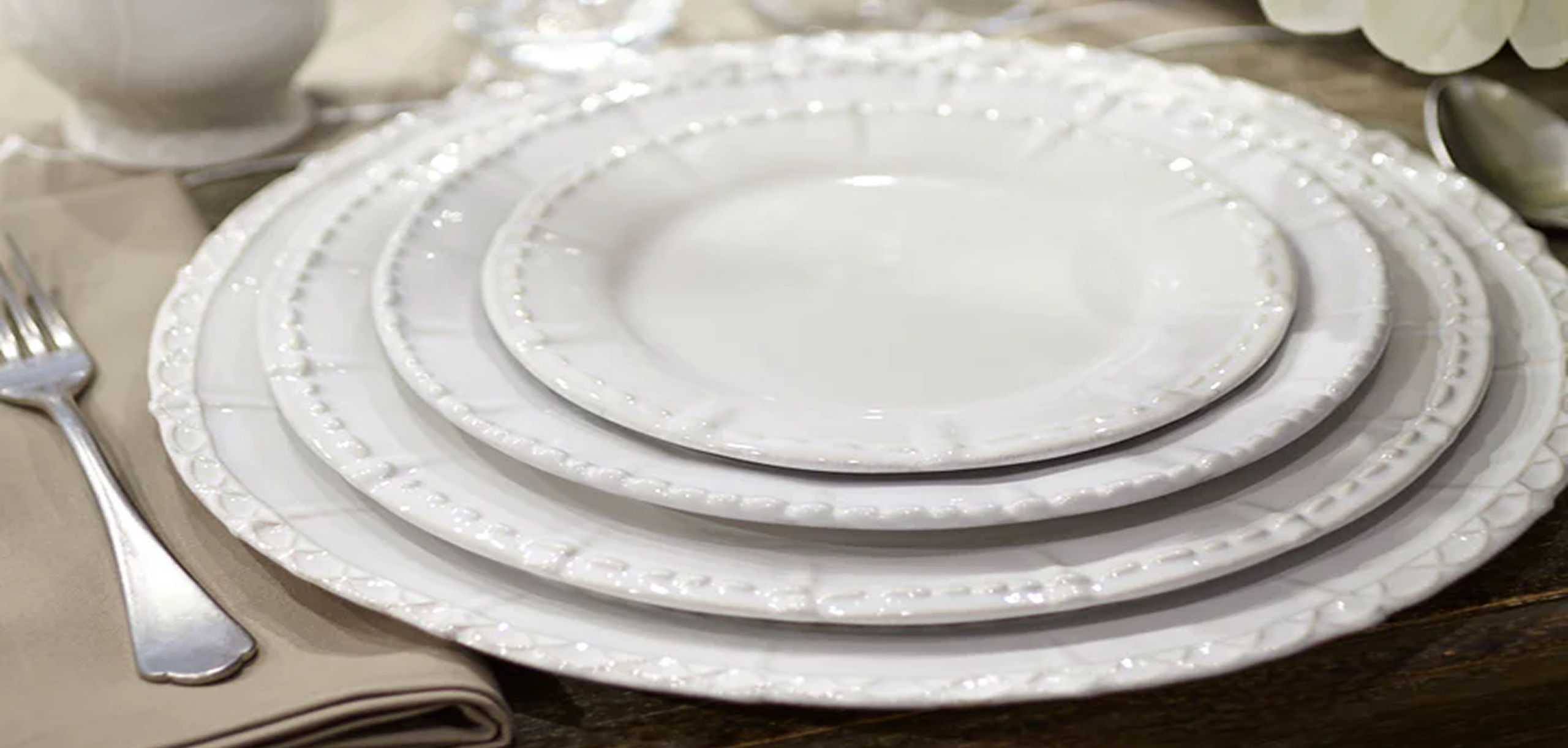 white plates
