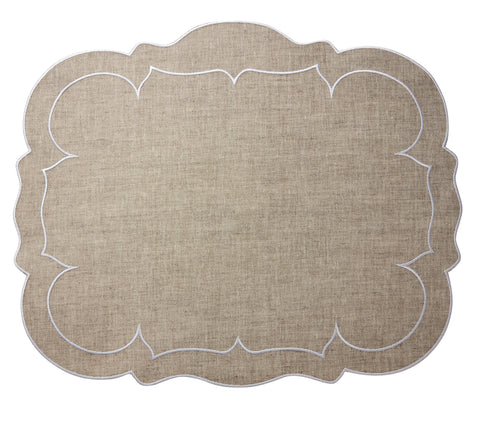 Linho Placemats Scalloped Rectangular Set of 4