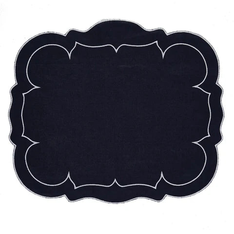 Linho Placemats Scalloped Rectangular Set of 4