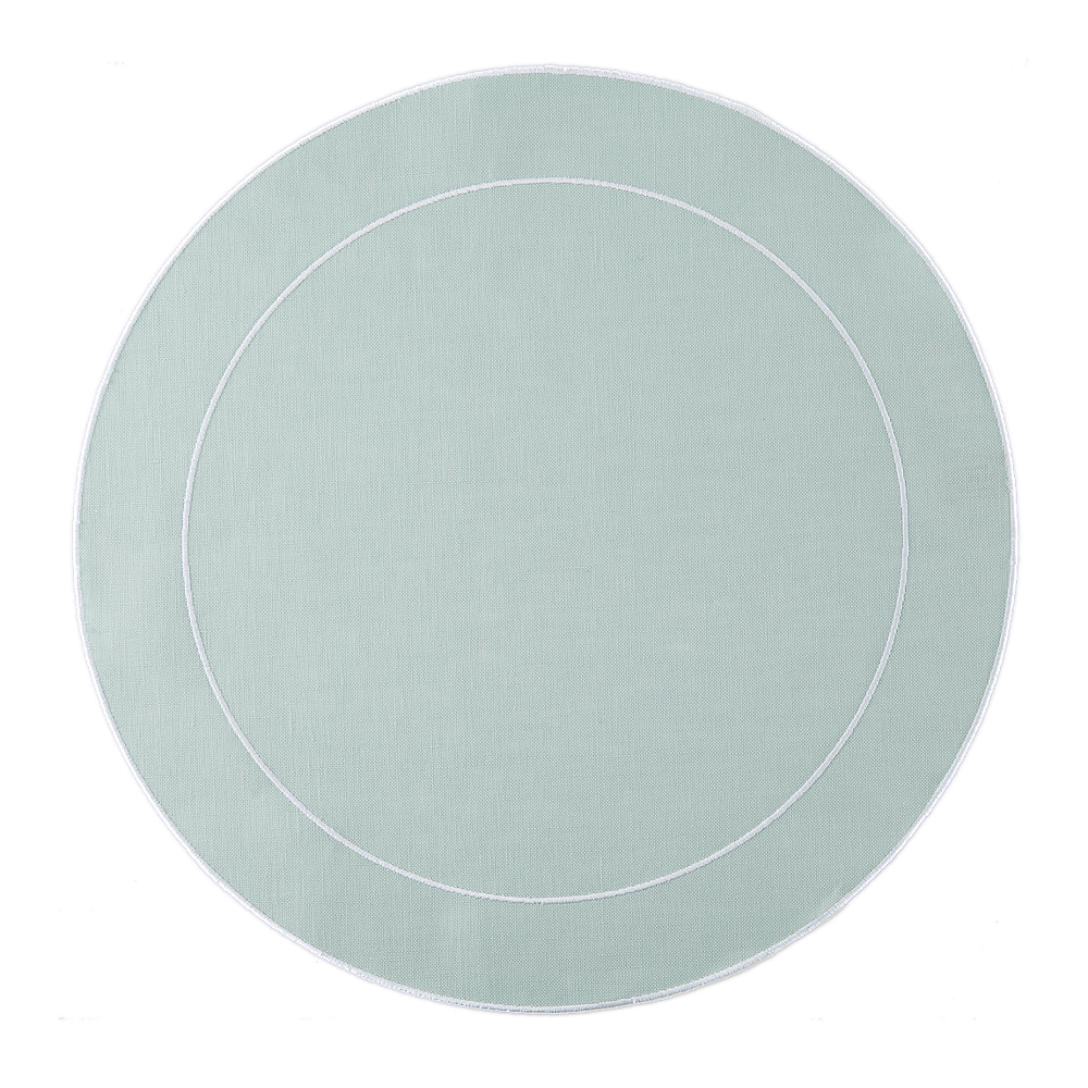 Linho Placemats Ice Blue/White Simple Round Set of 4