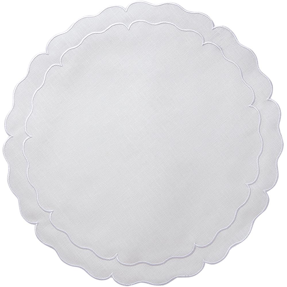 Linho Placemats White/White Simple Round Set of 4