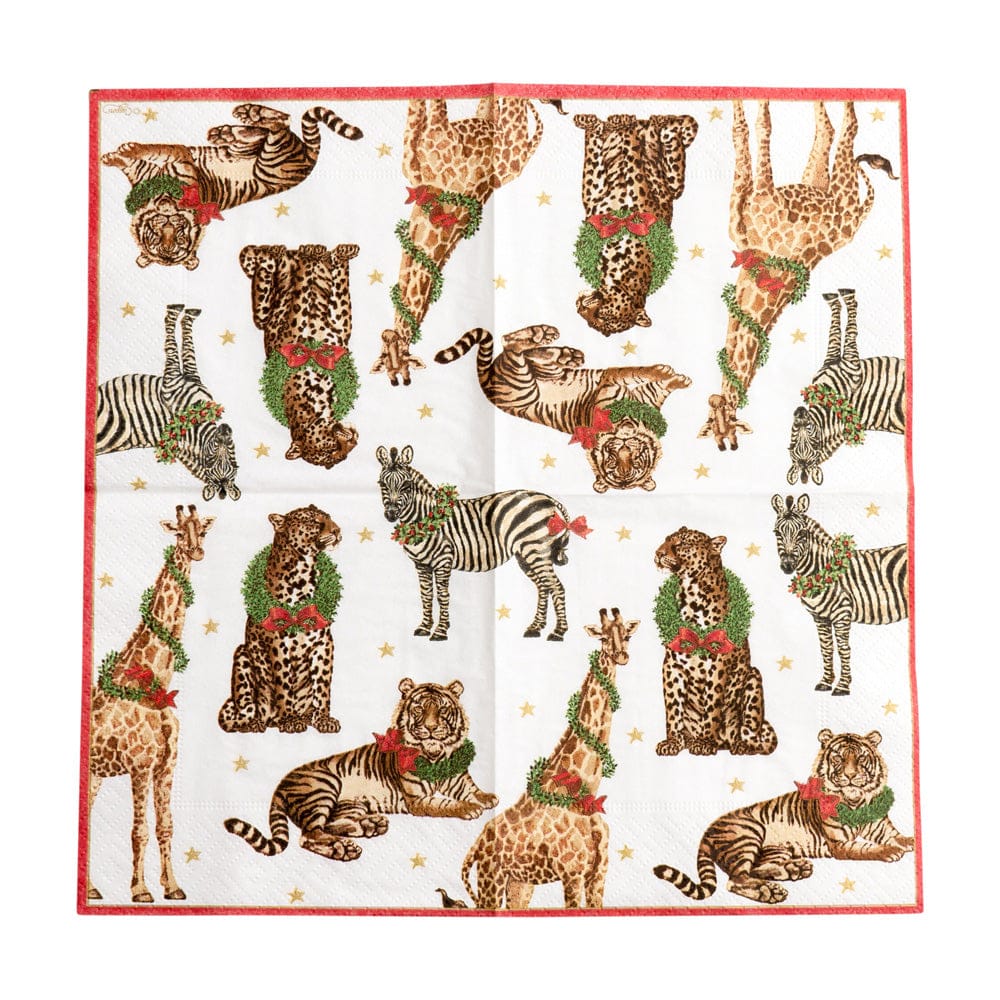 Wild Christmas Ivory Napkin Cocktail