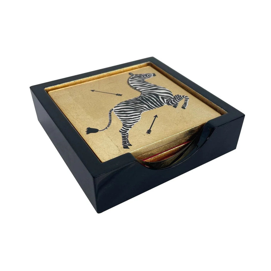 Zebras Gold Lacquer Coasters-Set of 4
