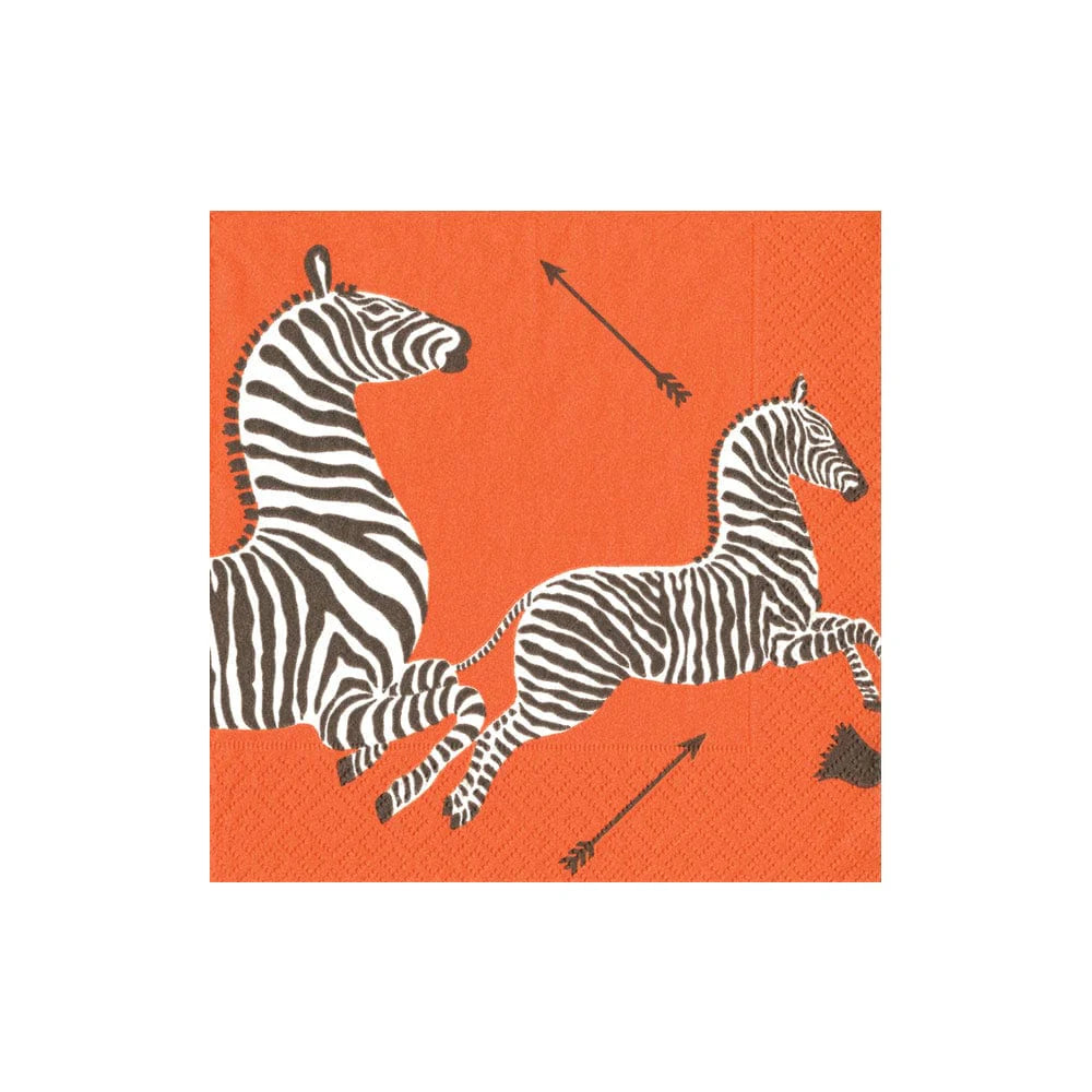 Zebras Orange Cocktail Napkins