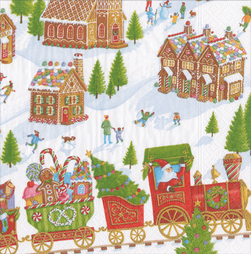 Gingerbread Village Recycled Napkin Cocktail