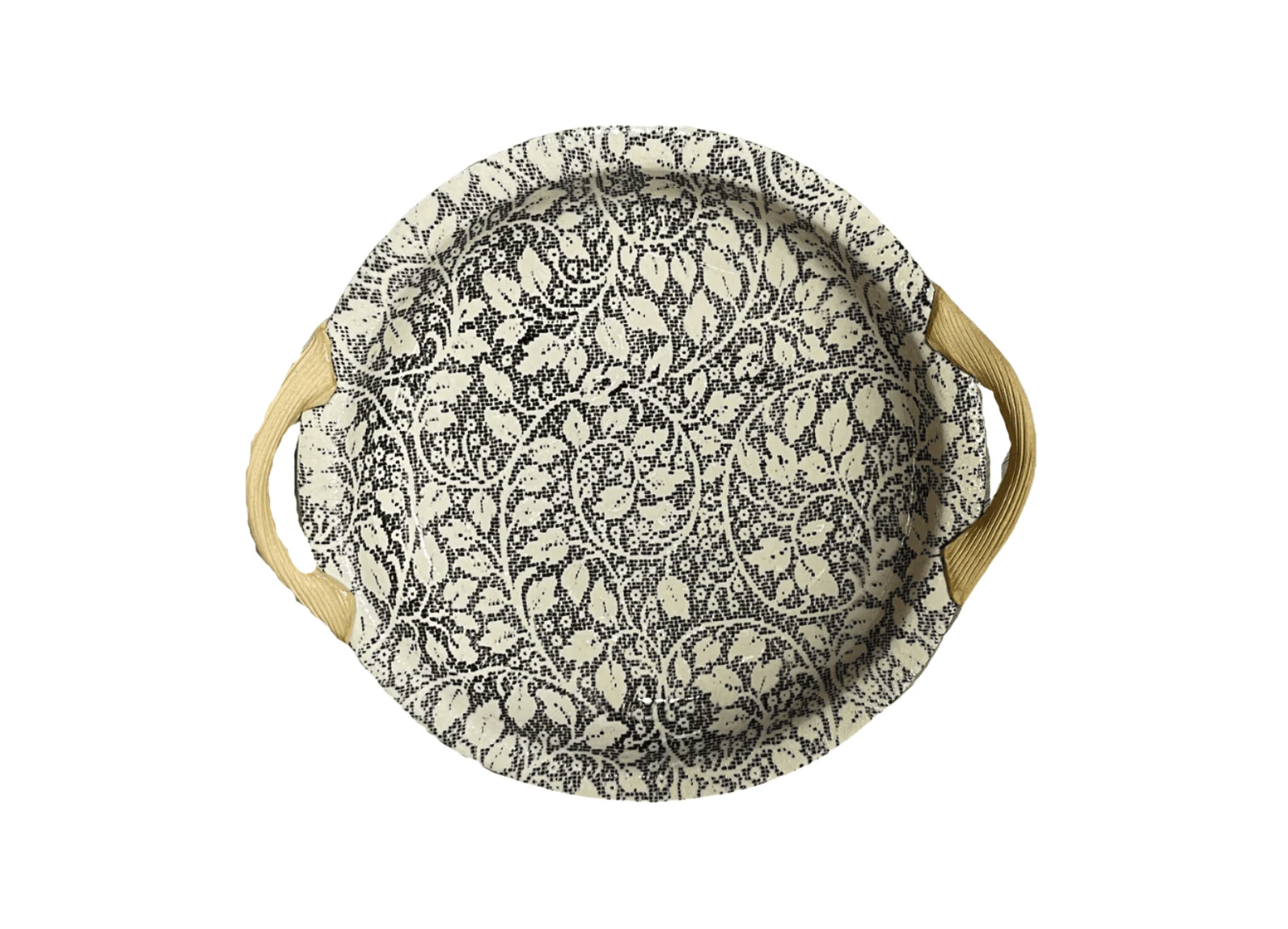 Black 13" Round Tray with Handles