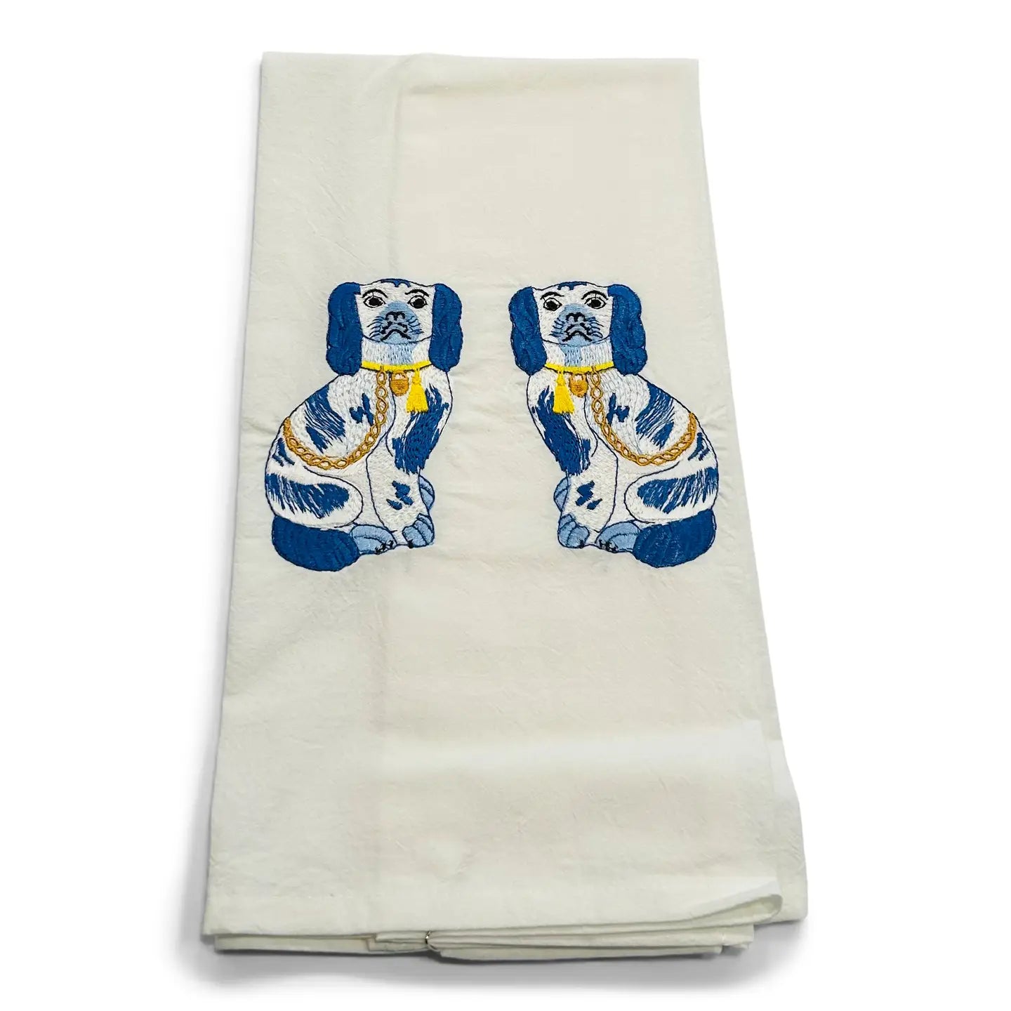 Tea Towel — Blue Staffordshire Dogs