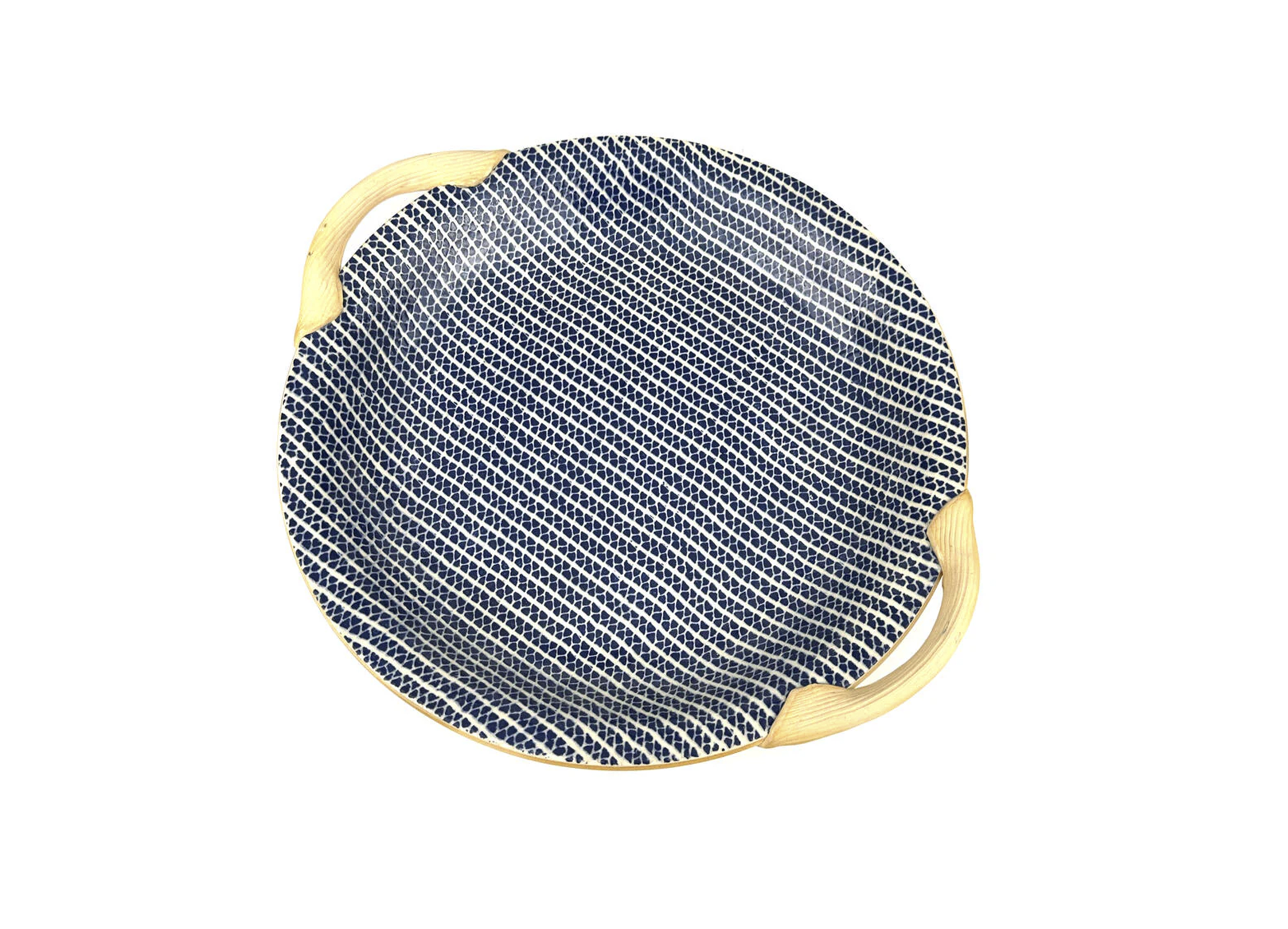 Cobalt 13" Round Tray with Handles