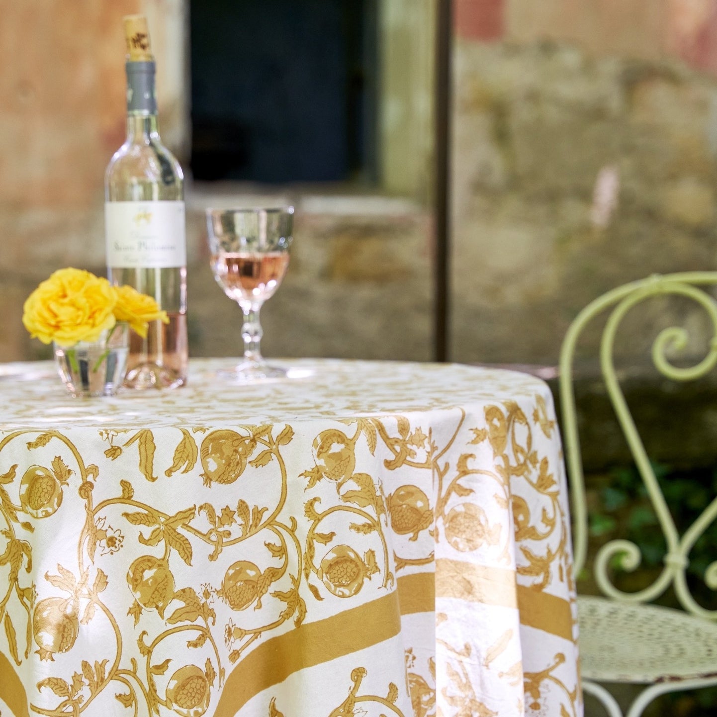 Granada Mustard | French Tablecloths 90" Round