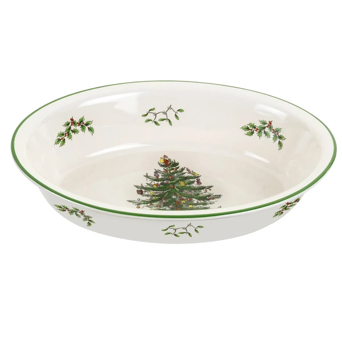 Christmas Tree Oval Rimmed Dish