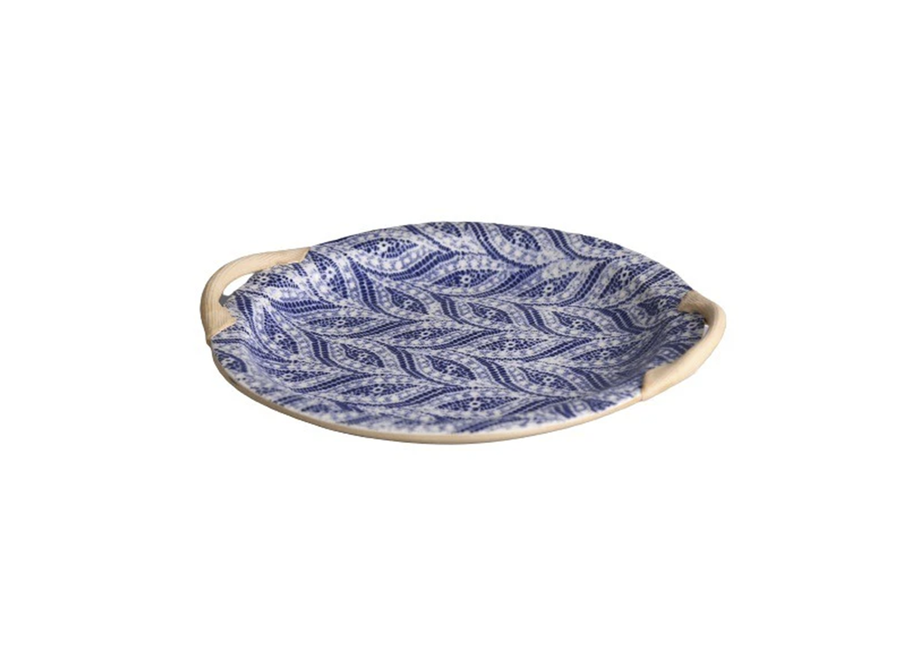 Cobalt 13" Round Tray with Handles