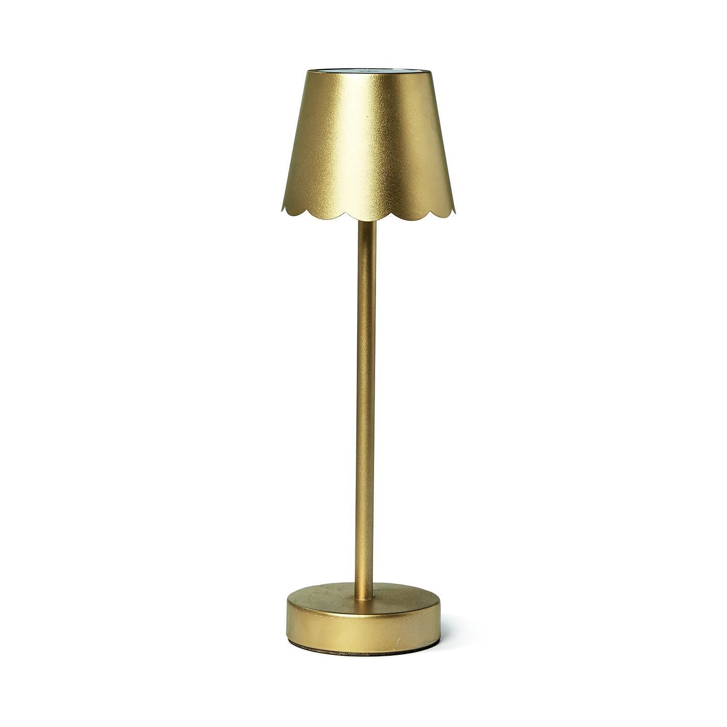 Portable Cordless Table Lamp with Scalloped Edge Shade