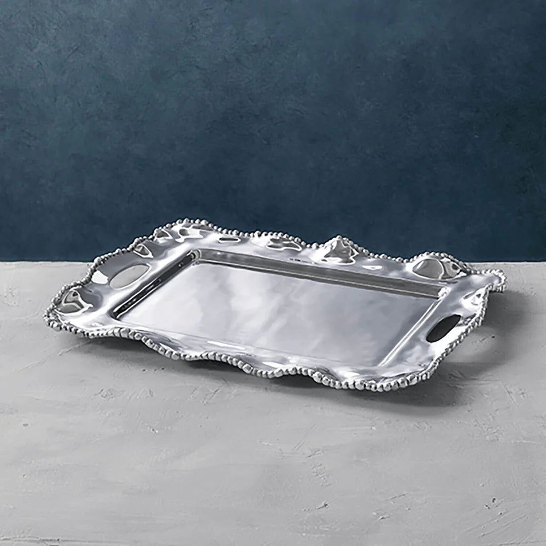 Organic Pearl Kristi Medium Rectangular Tray with Handles
