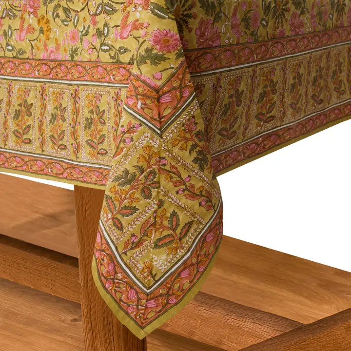 French Tablecloth Damaris Pink and Mustard