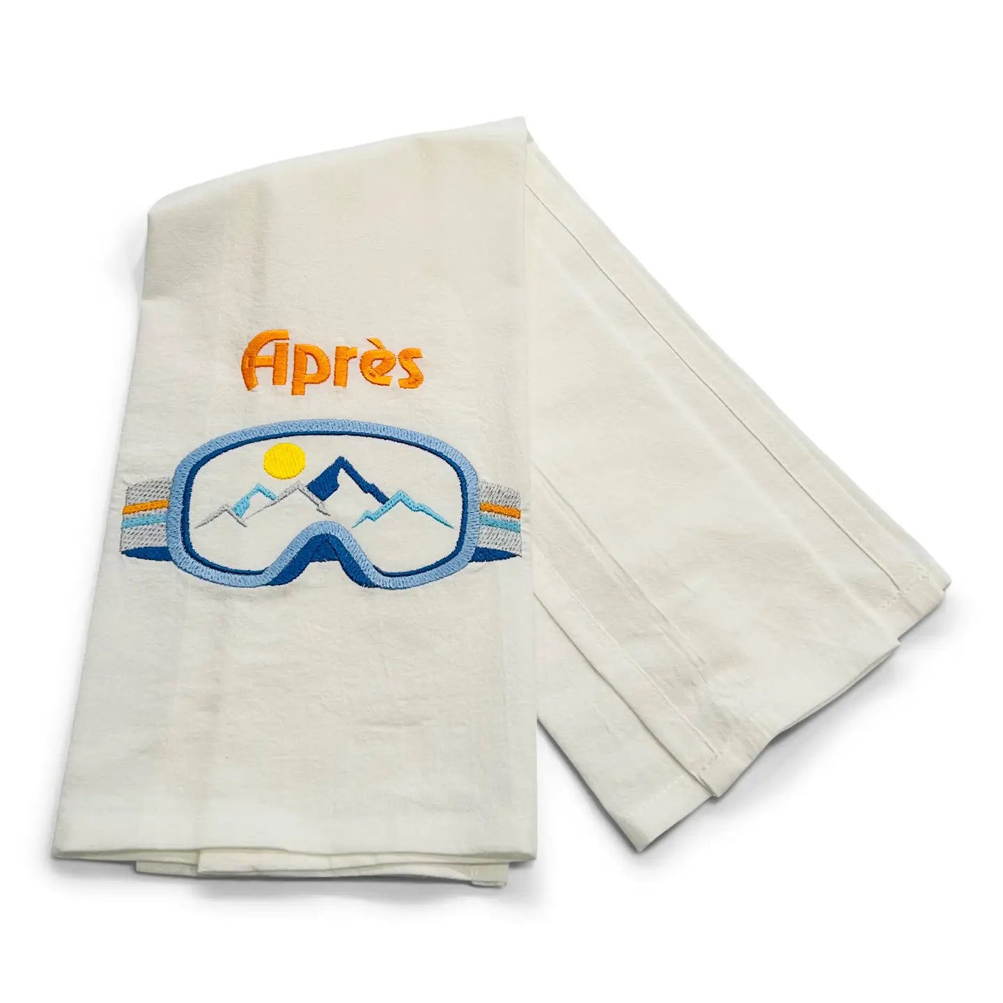 Tea Towel- Apres in Orange On White