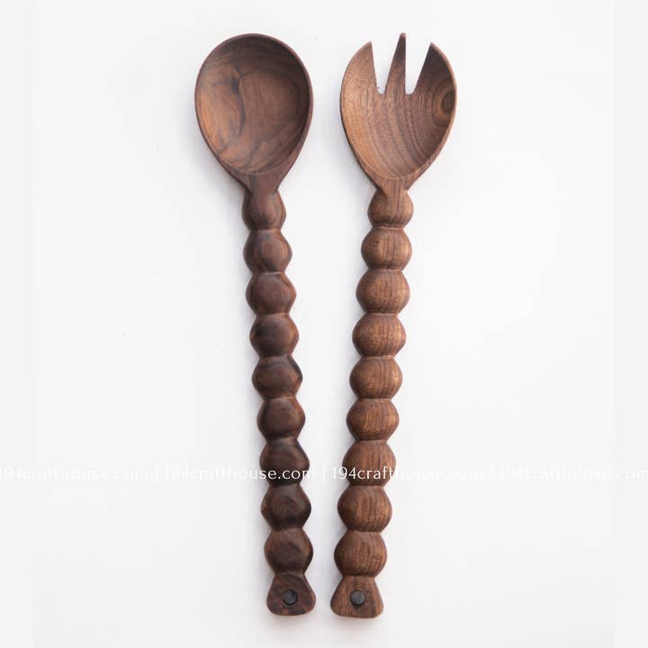 Spindle Walnut Salad Servers