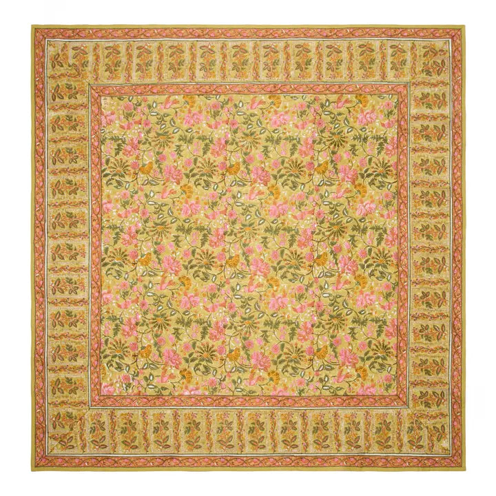 French Tablecloth Damaris Pink and Mustard