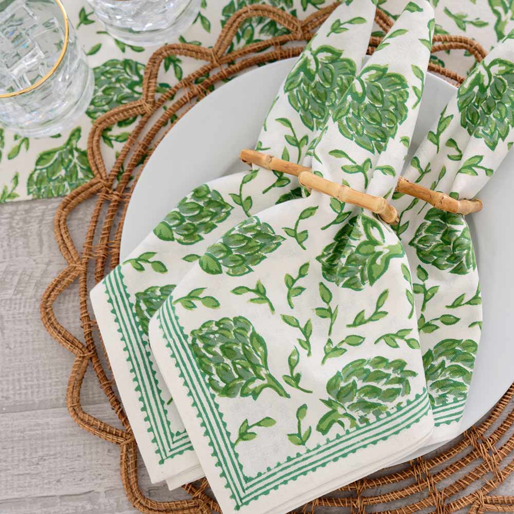 Dancing Artichokes Green Napkins | Set 4