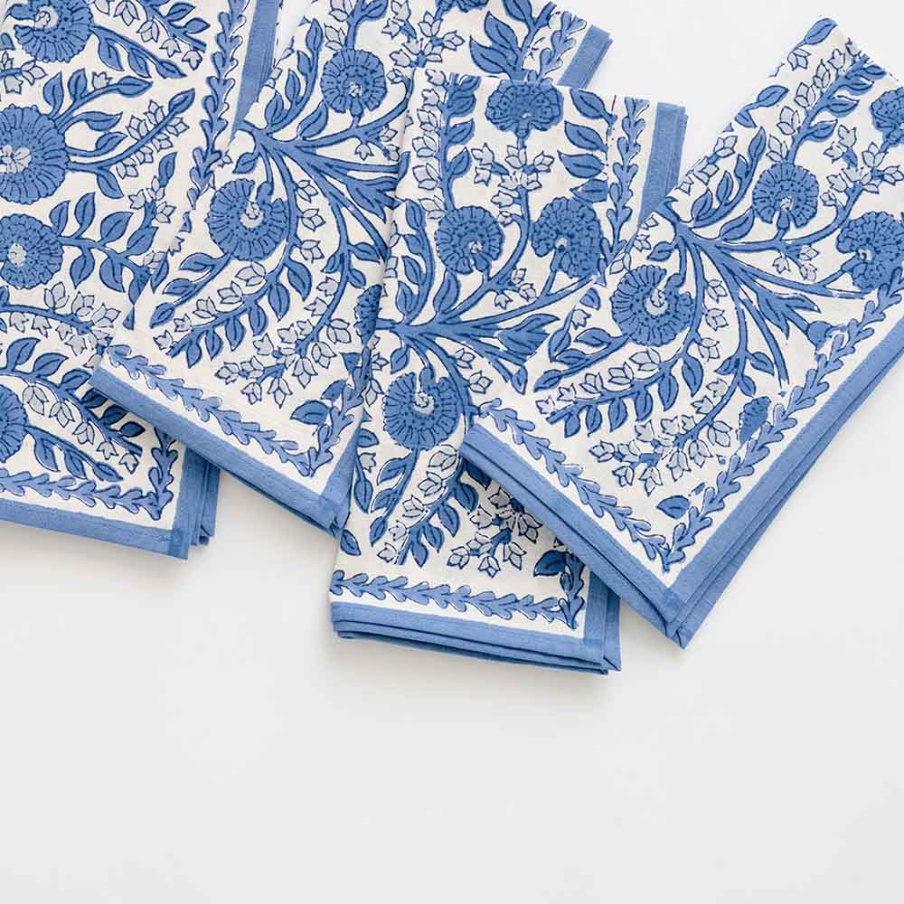 Cactus Flower Blue Napkins | Set of 4