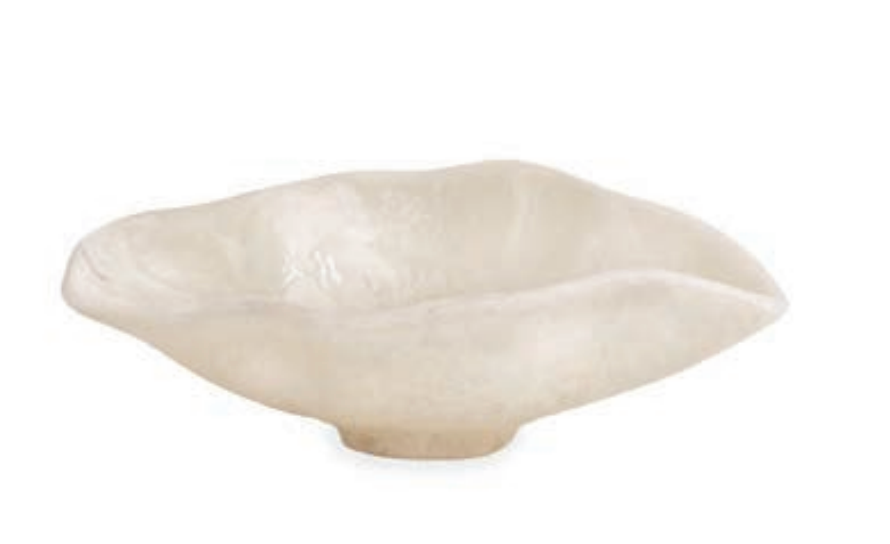 Resin Alabaster White Swirl Small Oval Bowl