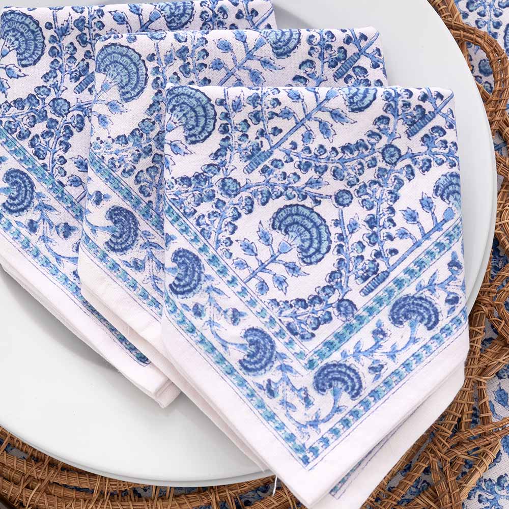 Caroline Blue Floral Napkins Set/4