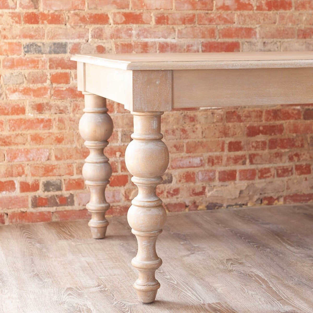 Dining Table with Turned Legs, Grey Wash