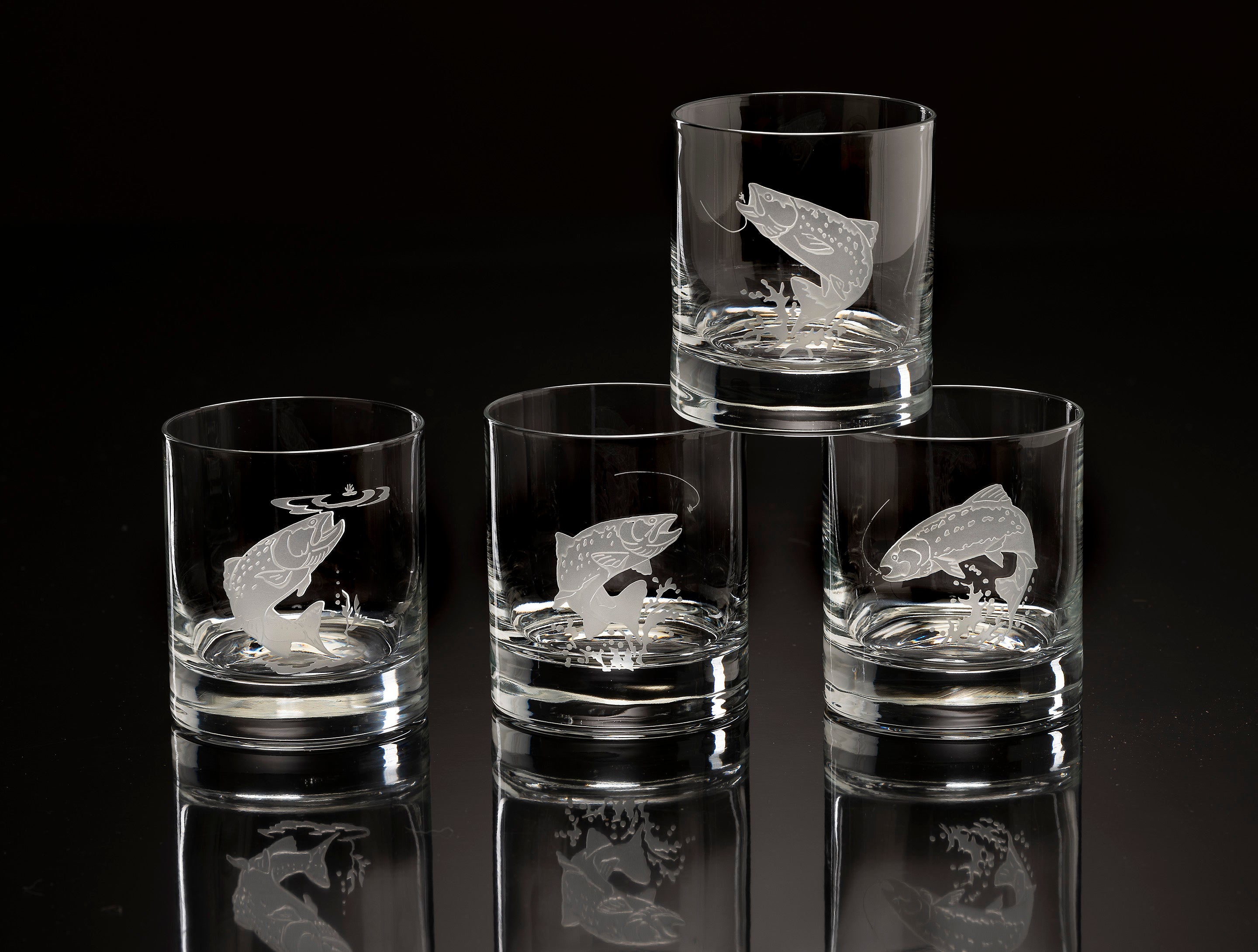 Fly Fishing Double Old Fashioned Glasses | Set of 4