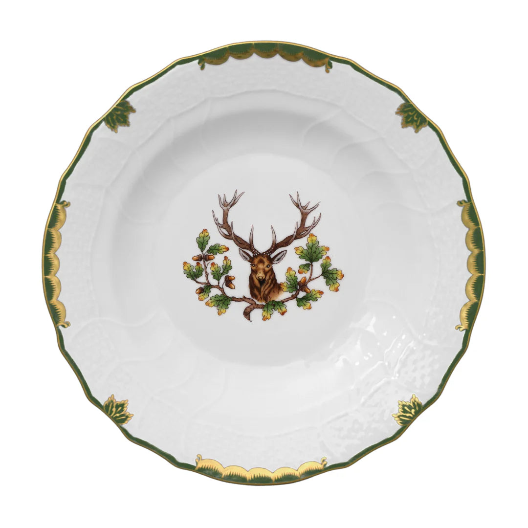 Stag Dessert Plate Dark Green