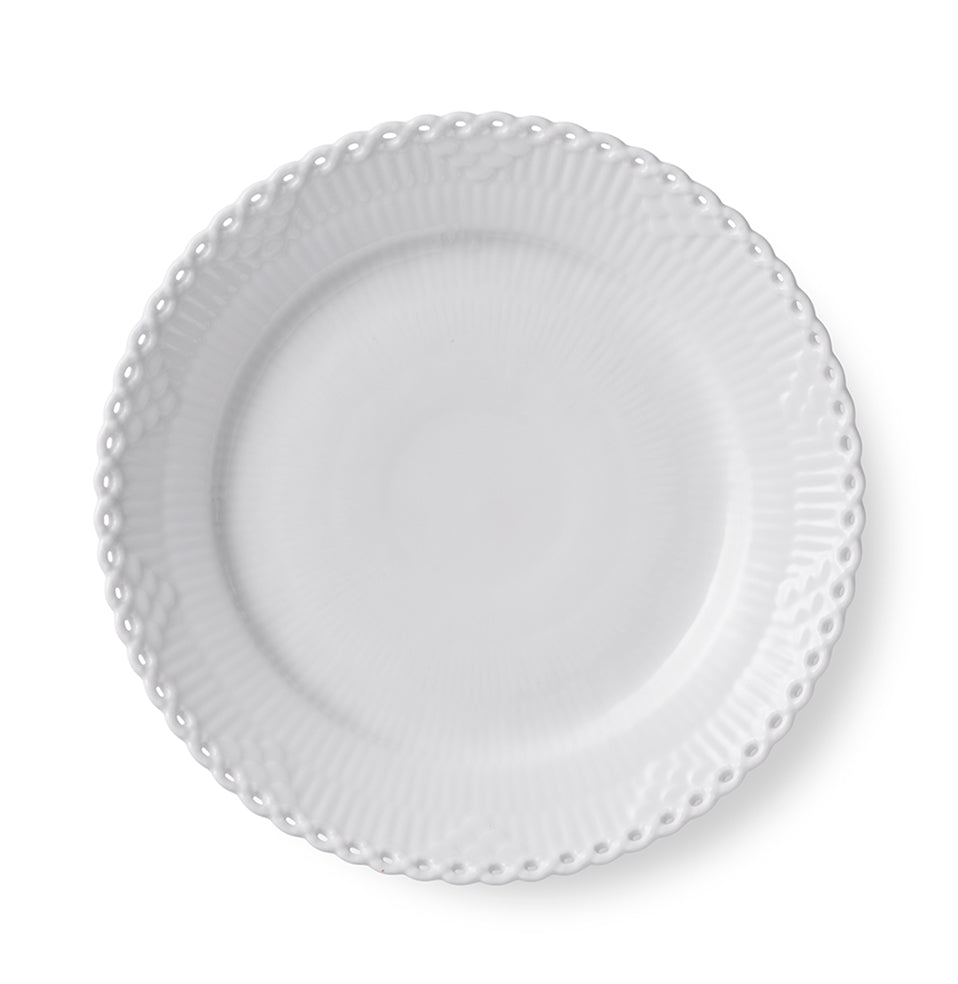 White Fluted Full Lace Salad Plate