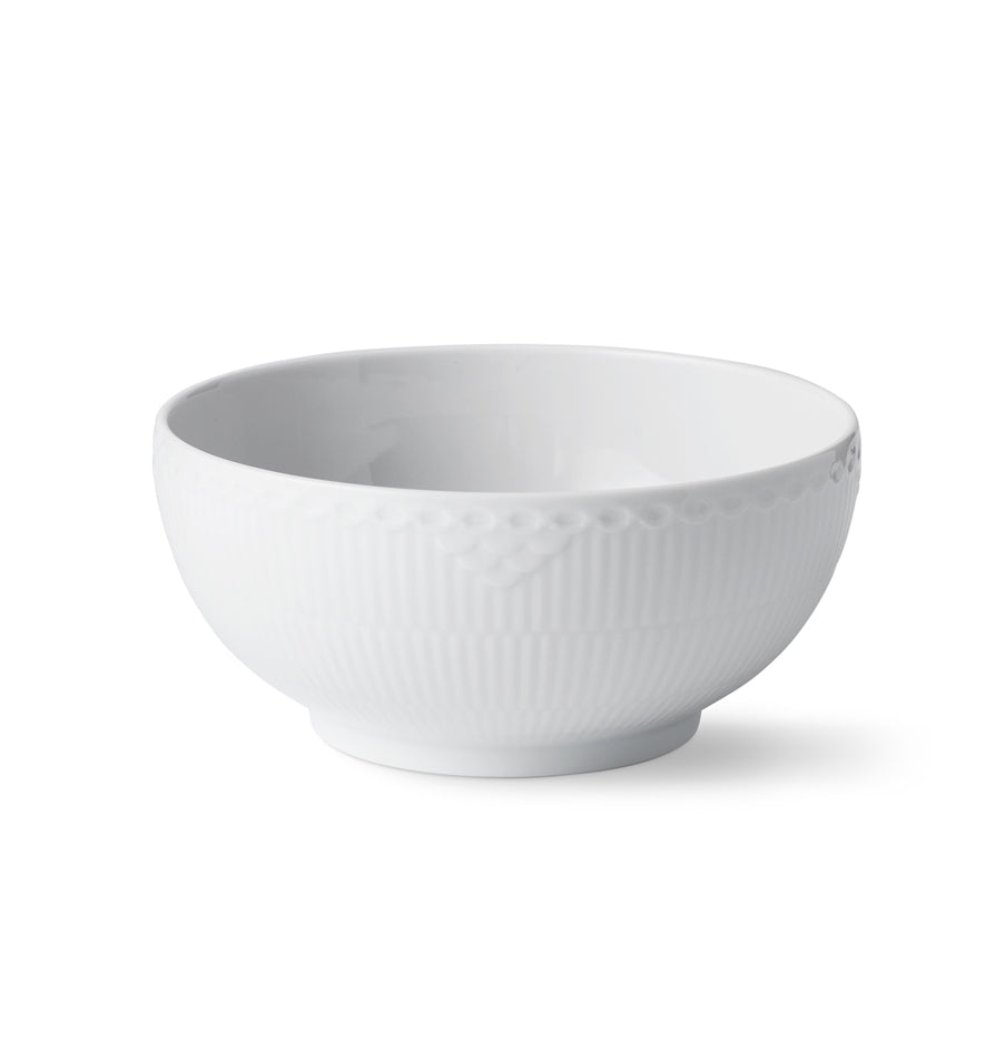 White Fluted Half Lace Bowl