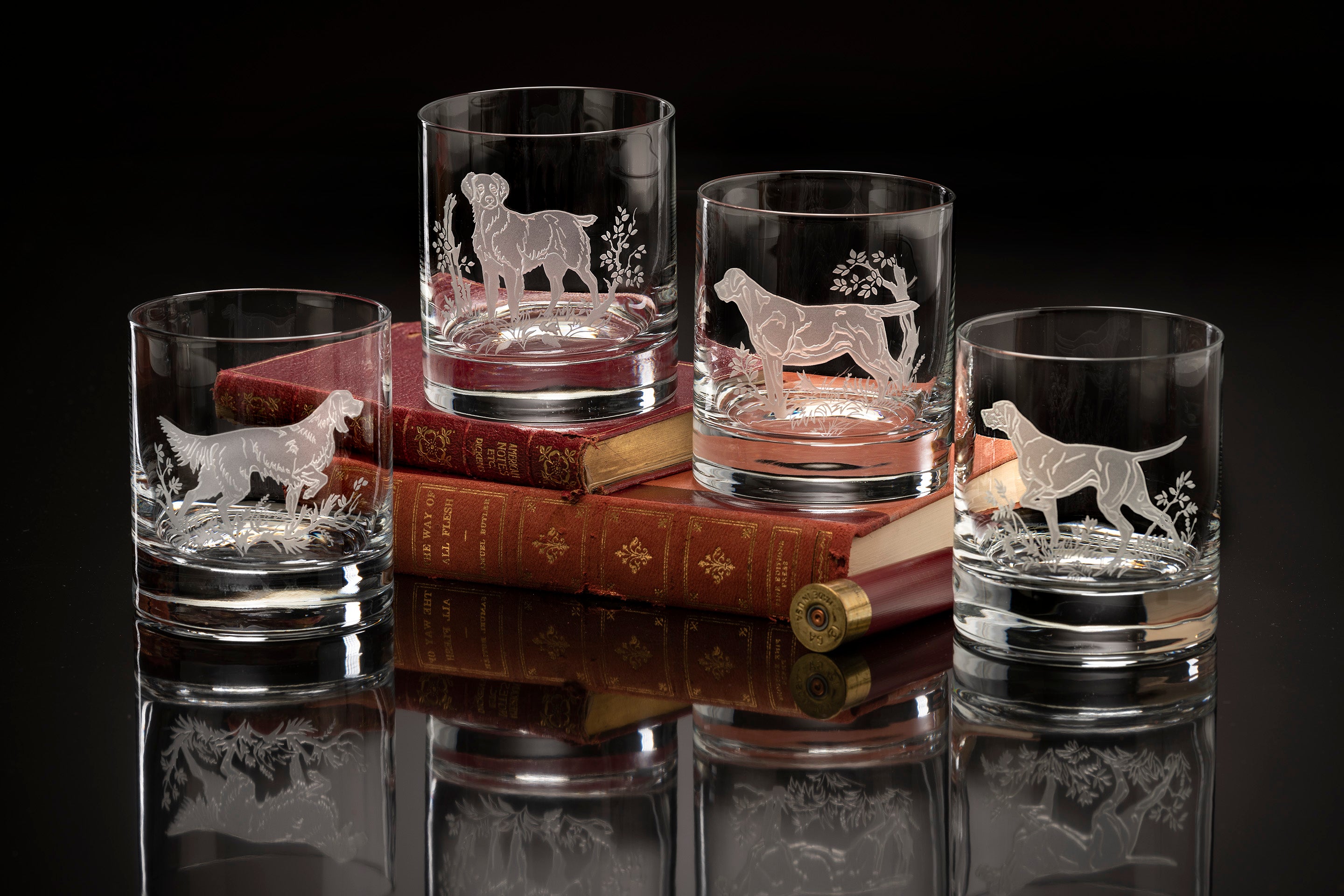 Bird Dogs Old Fashioned Crystal Glasses | Set of 4