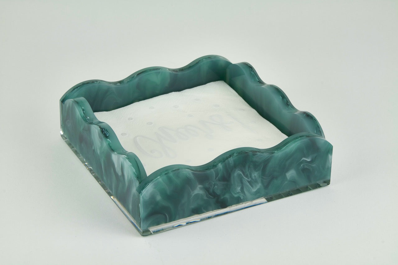 Cocktail Napkin Tray - Lucite Marbelized