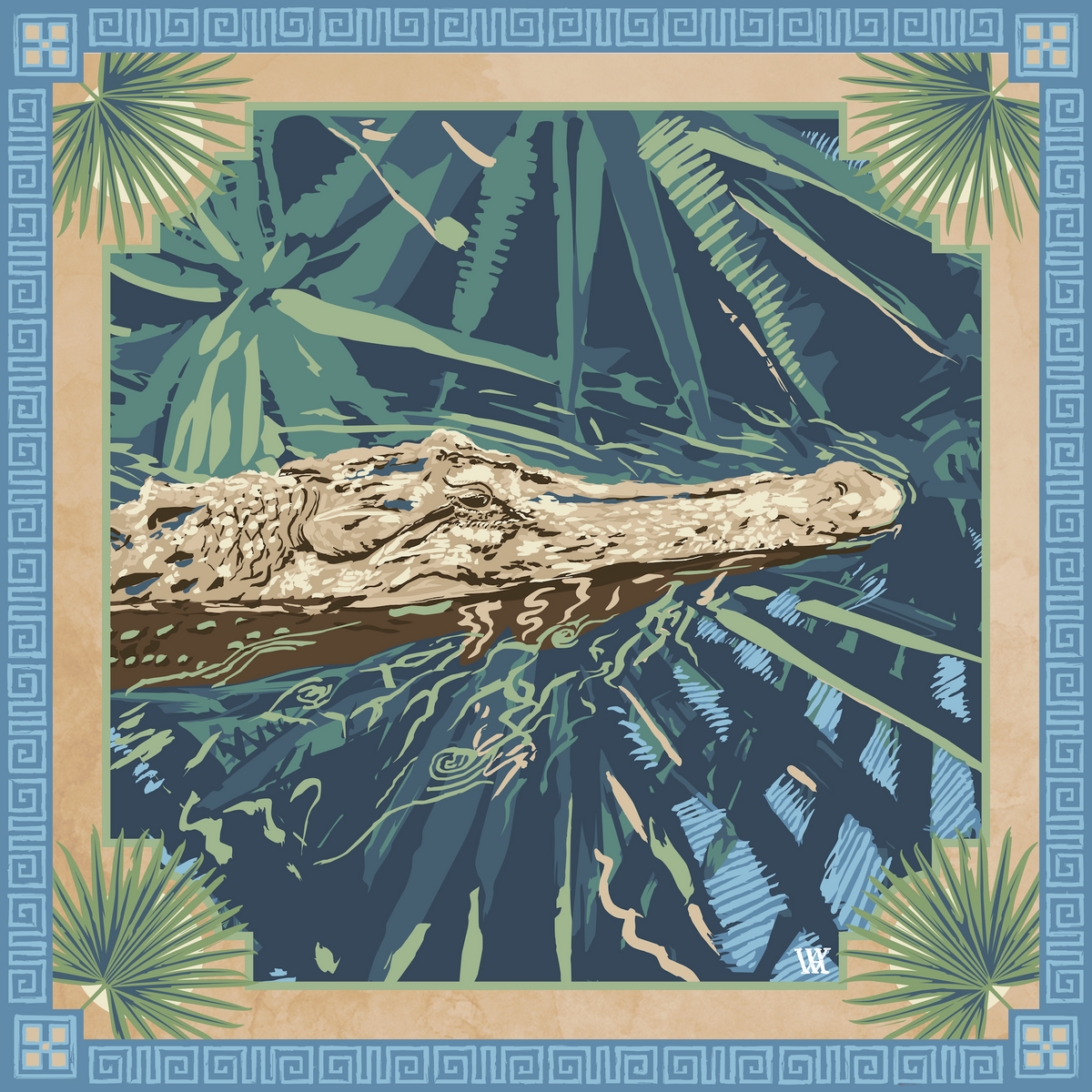 Ocmulgee Alligator Silk Scarf