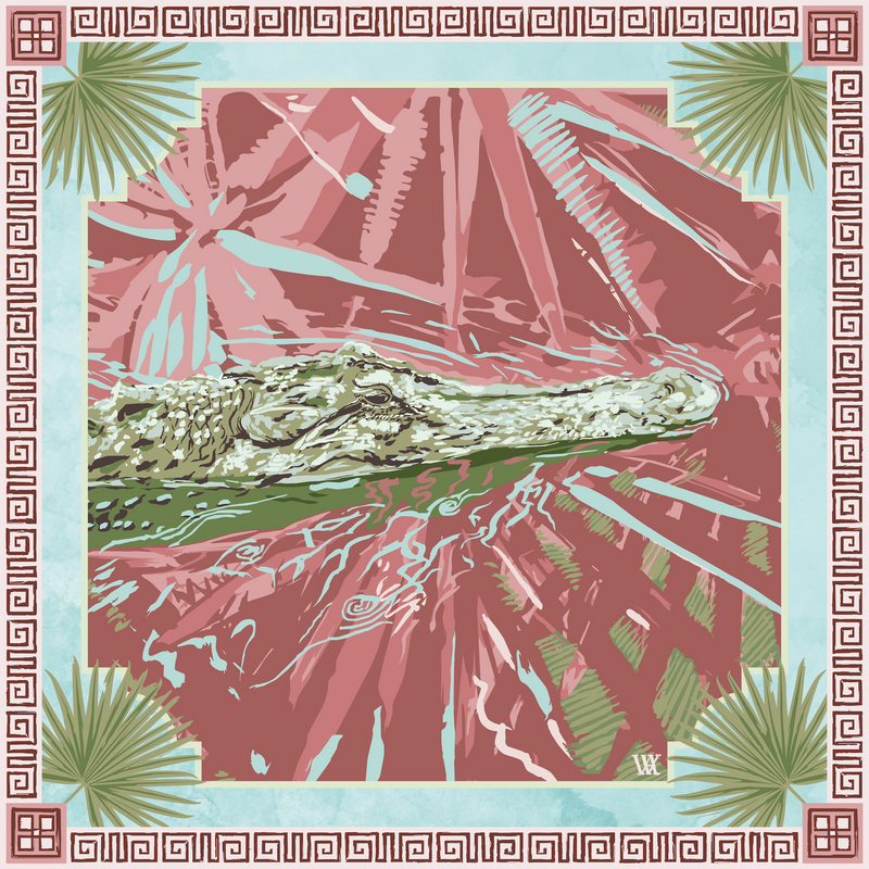 Ocmulgee Alligator Silk Scarf