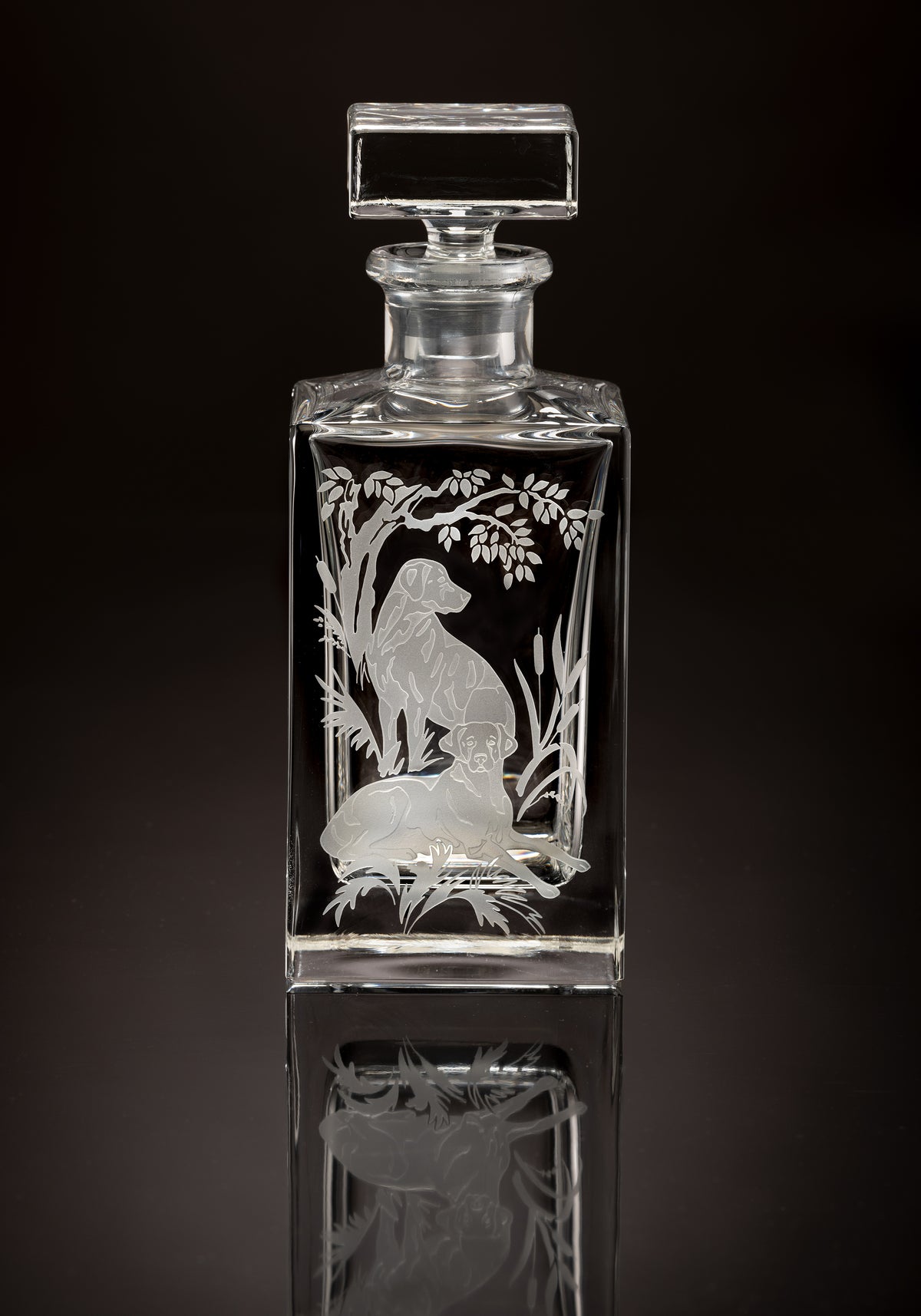 Gun Dogs Pair of Labs Crystal Decanter