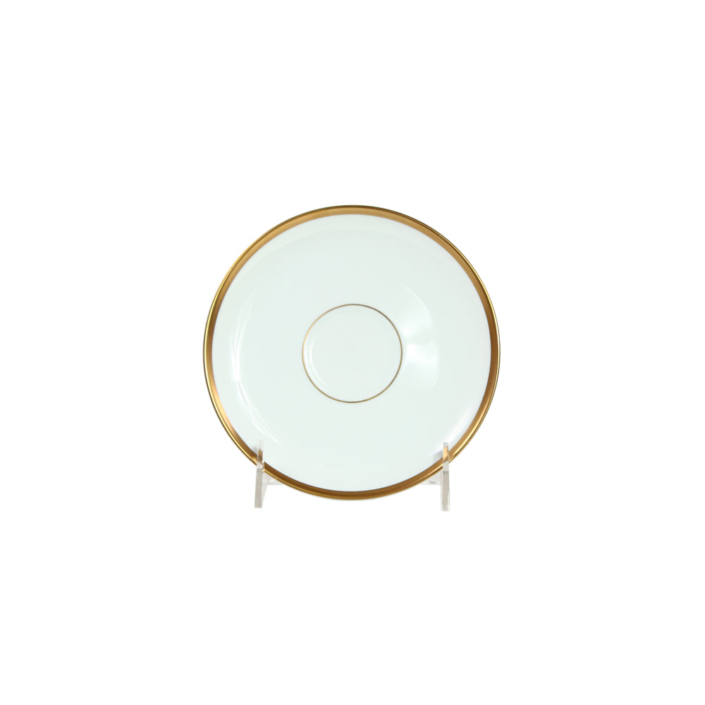 Pickard Ultra White Saucer with Gold Trim